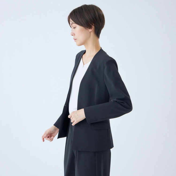 シルバーライン 【SL】【年間】ノーカラージャケット/ネイビー/ウォッシャブル 紺中間