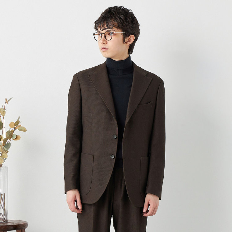 シルバーライン 【RBC CLASSICO WIDE】【秋冬】段返り3釦ジャケット 2タックパンツ /ブラウン×コーデュロイ /ドローコード＆ウエストシャーリング仕様 /ウォッシャブル ※裾上げ必要 茶濃色