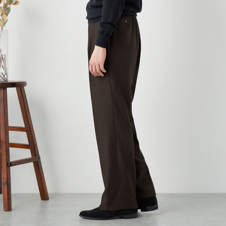 シルバーライン 【RBC CLASSICO WIDE】【秋冬】段返り3釦ジャケット 2タックパンツ /ブラウン×コーデュロイ /ドローコード＆ウエストシャーリング仕様 /ウォッシャブル ※裾上げ必要 茶濃色