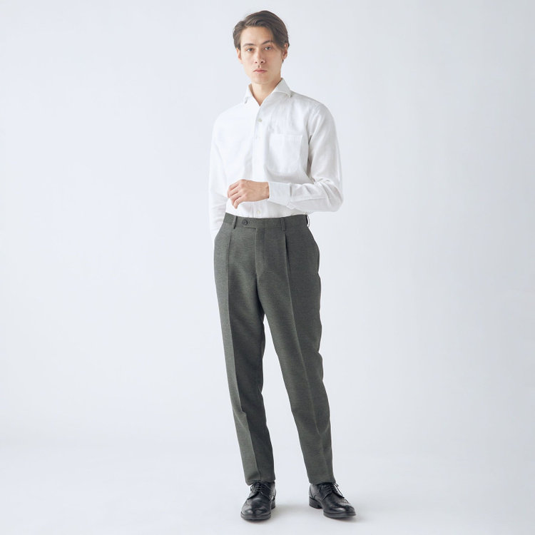 シルバーライン 【5DAYS CLOSET】【RBC】【春夏】テンセルブレンド1タックテーパードパンツ/カーキ/ウエストムーブ/4S SUSTAINABILITY&ECOLOGY FABRIC/※裾上げ必要 黄淡色