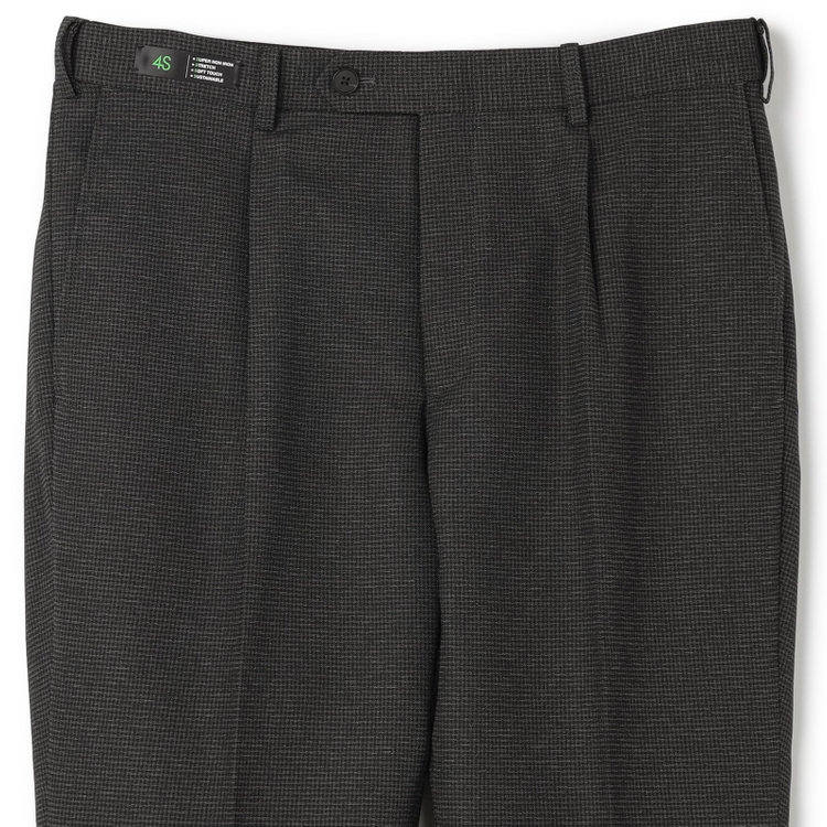 シルバーライン 【RBC】【春夏】ポリエステル1タックテーパードパンツ/グレー×チェック/ウエストムーブ仕様/4S SUSTAINABILITY&ECOLOGY FABRIC/※裾上げ必要 グレー濃色