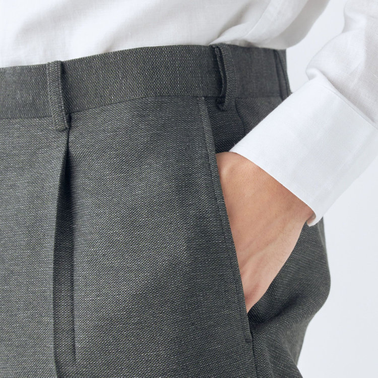 シルバーライン 【5DAYS CLOSET】【RBC】【春夏】テンセルブレンド1タックテーパードパンツ/カーキ/ウエストムーブ/4S SUSTAINABILITY&ECOLOGY FABRIC/※裾上げ必要 黄淡色