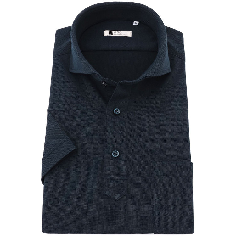 シルバーライン 【発送在庫あり】【RBC/五分袖】カッタウェイビズポロシャツ プルオーバータイプ/ネイビー/4S コットンブレンド 青濃色