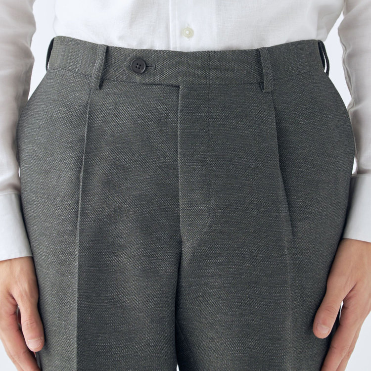 シルバーライン 【5DAYS CLOSET】【RBC】【春夏】テンセルブレンド1タックテーパードパンツ/カーキ/ウエストムーブ/4S SUSTAINABILITY&ECOLOGY FABRIC/※裾上げ必要 黄淡色