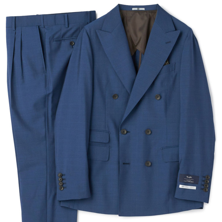 シルバーライン 【CLASSICO TAPERED】【春夏】6釦2掛けダブルスーツ 2タック/ネイビー/MARZOTTO/※裾上げ必要 青中間