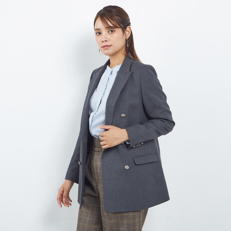 【SILVER LINE】【秋冬】6釦2掛けダブルリミテッドブレザー/SUPER100'S/グレー×メタル釦