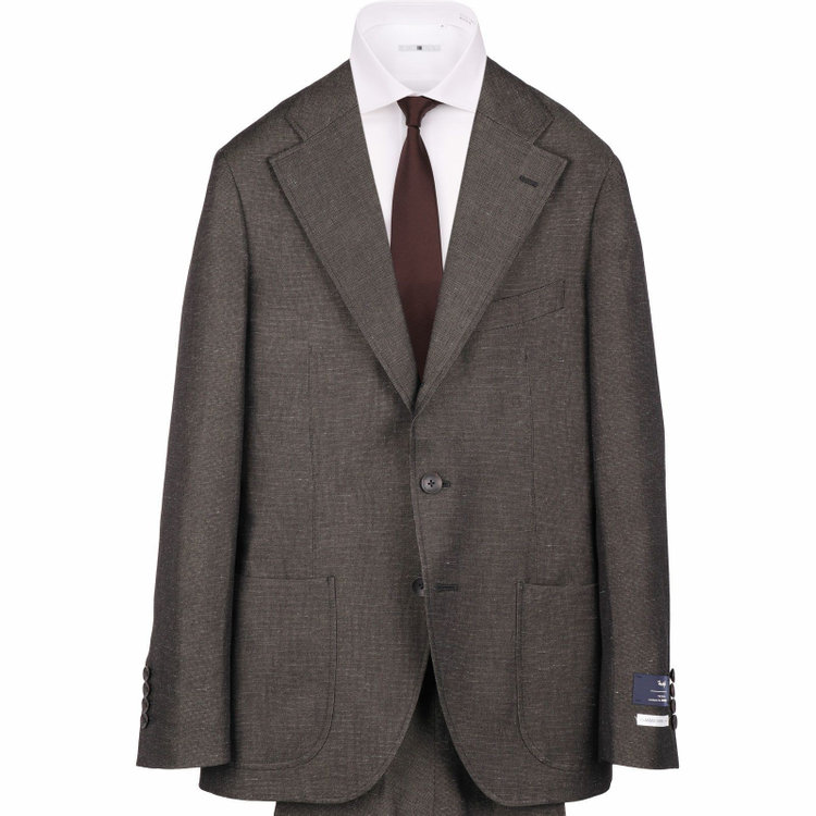 スーツセレクト 【WEB限定/OUTLET】【CLASSICO TAPERED】【春夏】コーディネートパンツ付き/3釦段返りシングルスーツ 2タック/カーキ+サンドブラウンパンツ/パッチポケット/サイドAJ＆シャーリング/MARZOTTO ブラウン系(茶)