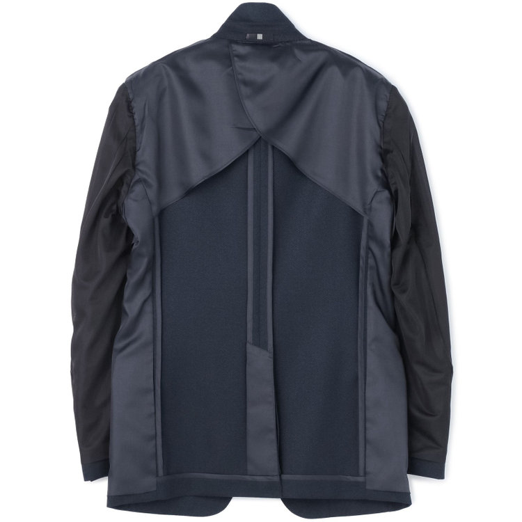 ブラックライン 【SLIM TAPERED_2】【秋冬】2釦シングルスーツ 0タック/ネイビー×ツイル/ウエストシャーリング/4S SUSTAINABILITY&ECOLOGY FABRIC/ウォッシャブル/※パンツ裾上げ済仕様 紺中間