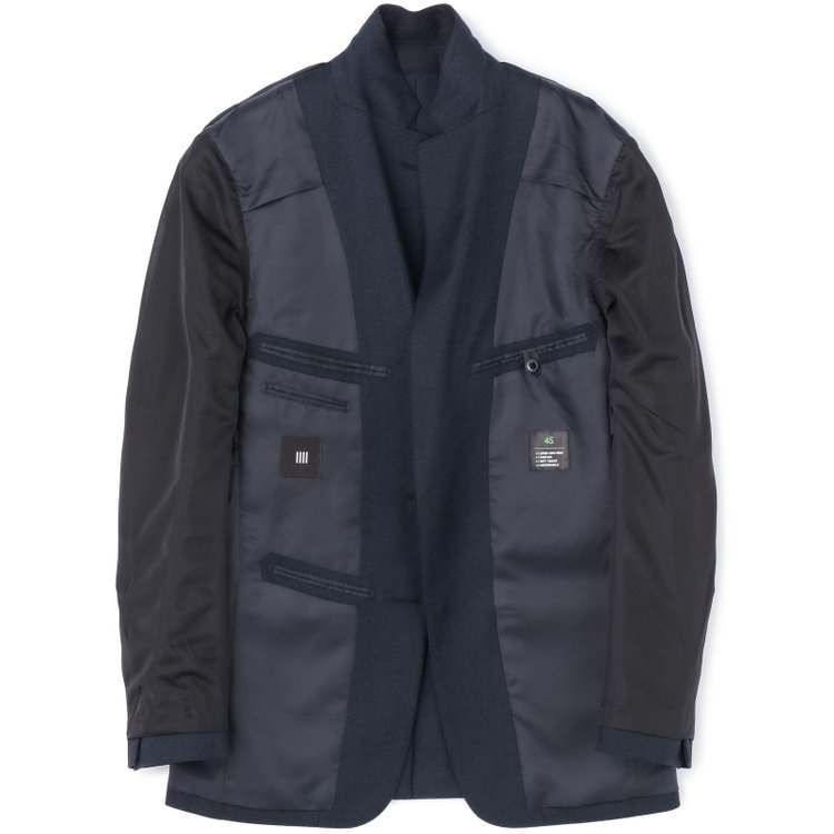 ブラックライン 【SLIM TAPERED_2】【秋冬】2釦シングルスーツ 0タック/ネイビー×ツイル/ウエストシャーリング/4S SUSTAINABILITY&ECOLOGY FABRIC/ウォッシャブル/※パンツ裾上げ済仕様 紺中間