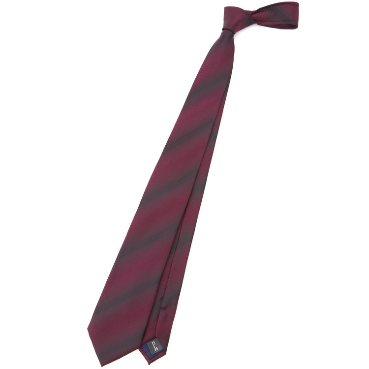 BLACK LINE】シルクブレンドストライプネクタイ 7.5cm幅/ワイン（B26AM