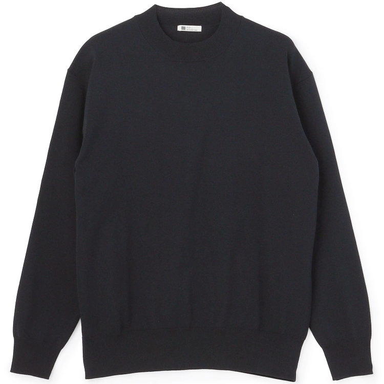 スーツセレクト 【RBC】コットンブレンドモックネックニット/ネイビー/マシンウォッシャブル/「UVカット」「接触冷感」 紺濃色