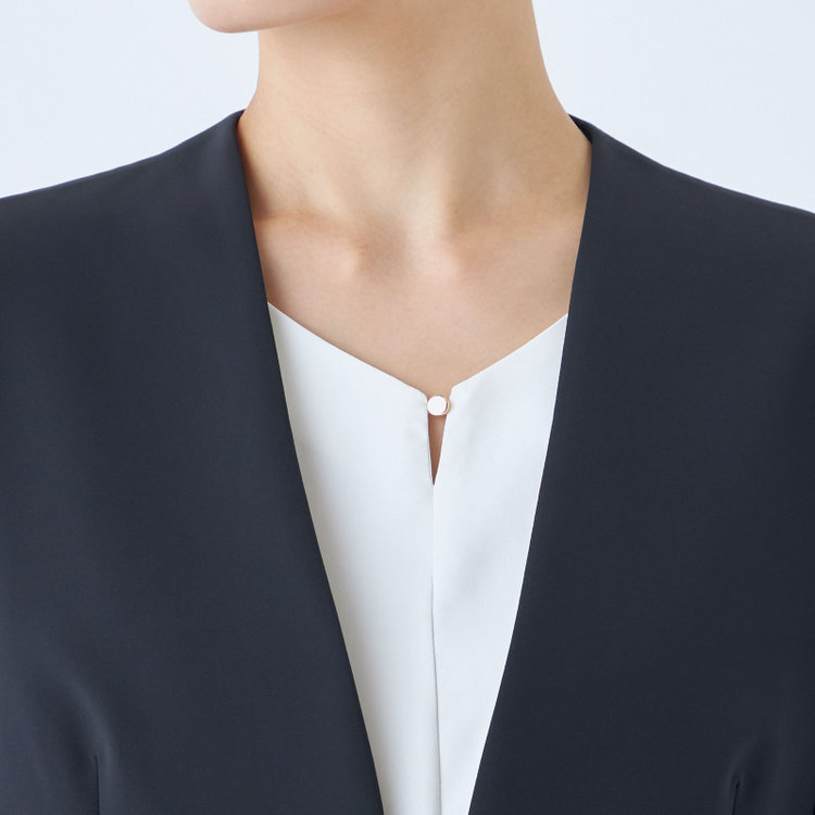 シルバーライン 【SL】【年間】ノーカラージャケット/ネイビー/ウォッシャブル 紺中間