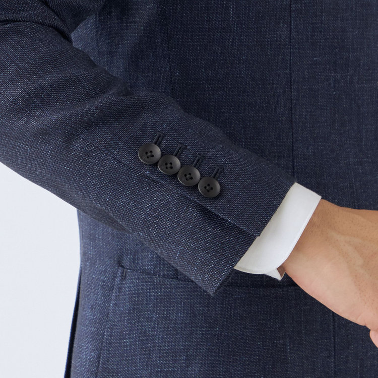 シルバーライン 【発送在庫あり】【CLASSICO TAPERED】【春夏】リネンブレンド3釦段返りシングルジャケット/ネイビー/パッチポケット/MARZOTTO 紺中間