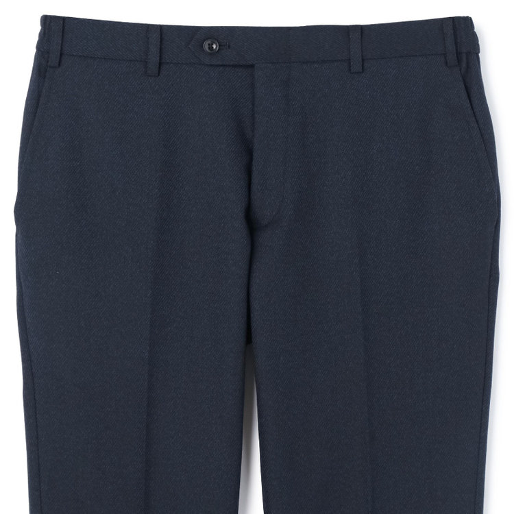 ブラックライン 【SLIM TAPERED_2】【秋冬】2釦シングルスーツ 0タック/ネイビー×ツイル/ウエストシャーリング/4S SUSTAINABILITY&ECOLOGY FABRIC/ウォッシャブル/※パンツ裾上げ済仕様 紺中間