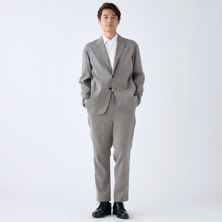 ブラックライン 【RBC】【春夏】ドローコード付きテーパードパンツ/グレー＆ブラック×グレンチェック/ウエストシャーリング/裾上げ済仕様 グレー中間