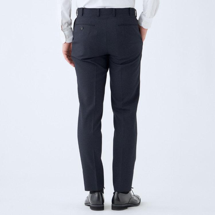 シルバーライン 【CLASSICO TAPERED】【秋冬】2釦シングルスーツ 1タック/ネイビー×ドビー/ウエストムーブ/4S SUSTAINABILITY&ECOLOGY FABRIC/※パンツ裾上げ済仕様 紺濃色