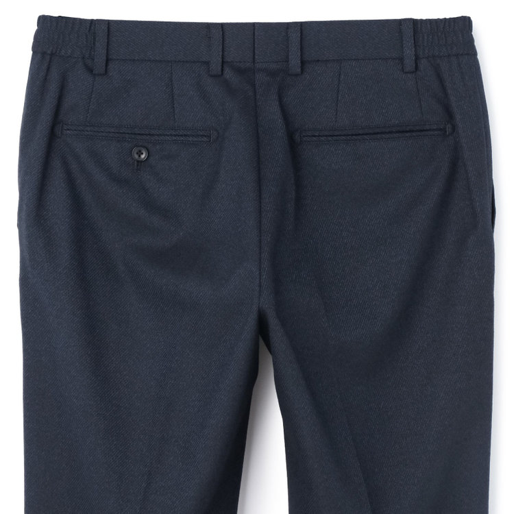 ブラックライン 【SLIM TAPERED_2】【秋冬】2釦シングルスーツ 0タック/ネイビー×ツイル/ウエストシャーリング/4S SUSTAINABILITY&ECOLOGY FABRIC/ウォッシャブル/※パンツ裾上げ済仕様 紺中間