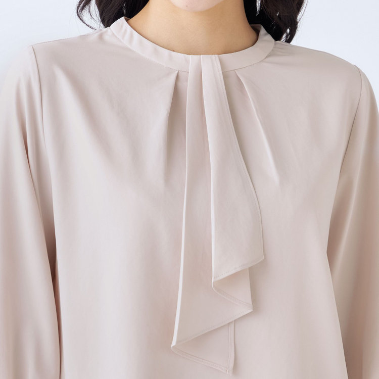 シルバーライン 【SILVER LINE/7分袖】タイ付き2WAYプルオーバー/ピンク/「ウォッシャブル可能」「2WAYストレッチ」「防シワ」「UV加工」「接触冷感」「透け軽減」 赤淡色