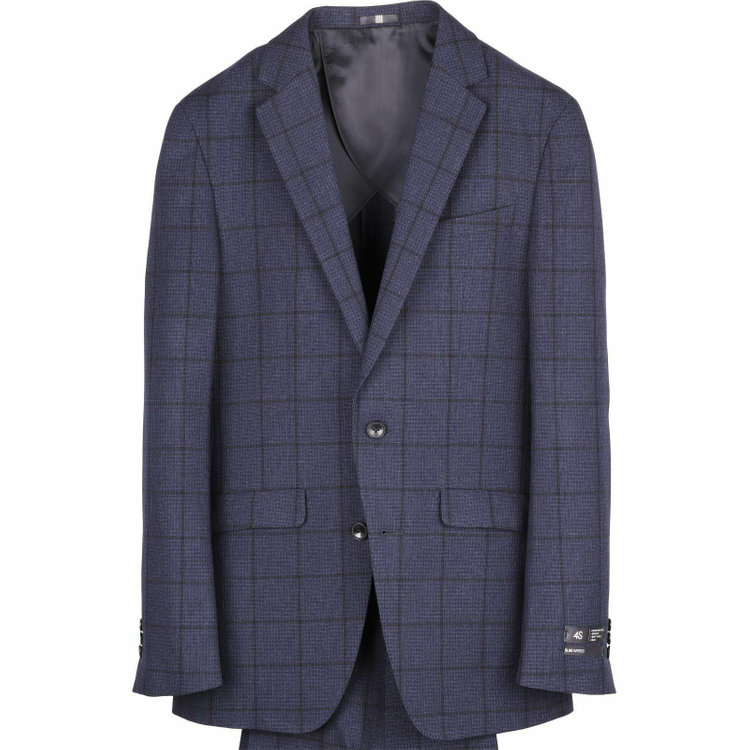 スーツセレクト 【WEB限定/OUTLET】【SLIM TAPERED_2】【秋冬】コーディネートパンツ付き/2釦シングルスーツ 0タック/ネイビー×チェック+グレーソリッドパンツ/4S ネイビー系(紺)