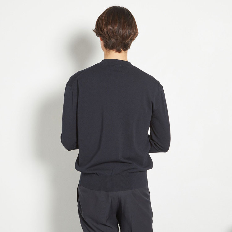 スーツセレクト 【RBC】コットンブレンドモックネックニット/ネイビー/マシンウォッシャブル/「UVカット」「接触冷感」 紺濃色