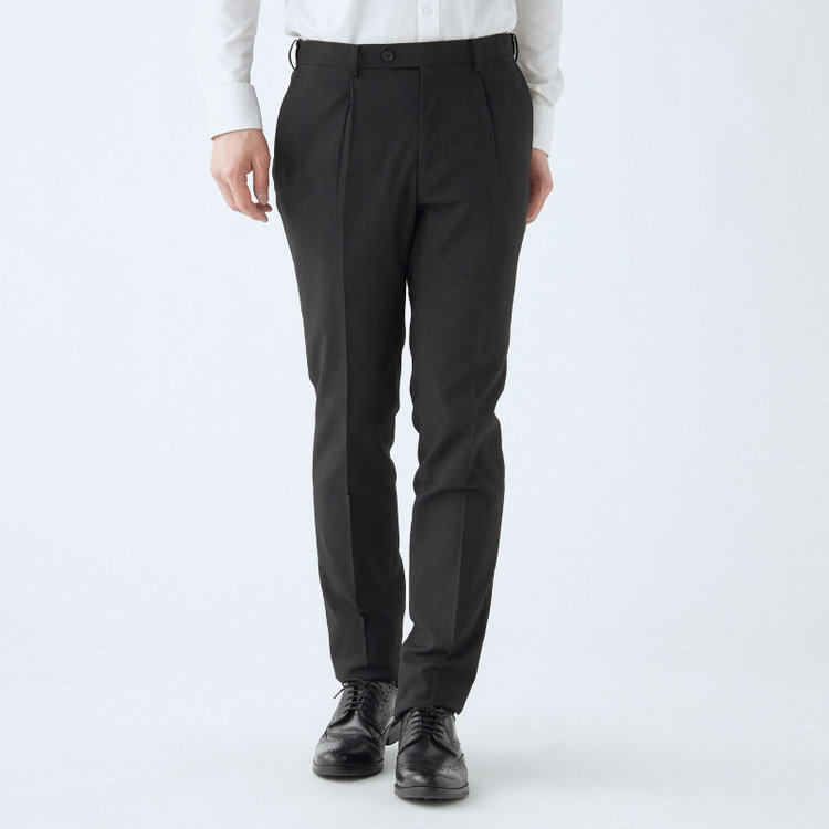 シルバーライン 【RBC】【春夏】ポリエステル1タックテーパードパンツ/ブラック/ウエストムーブ仕様/4S SUSTAINABILITY&ECOLOGY FABRIC/※裾上げ必要 黒