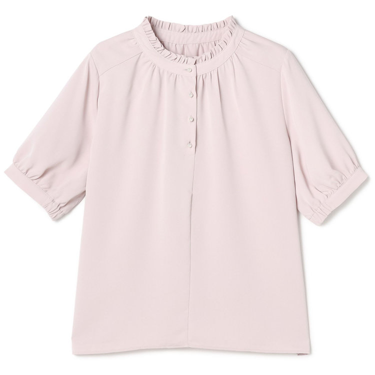 シルバーライン 【SILVER LINE/5分袖】2WAYパール釦付きプルオーバー/ピンク 赤淡色