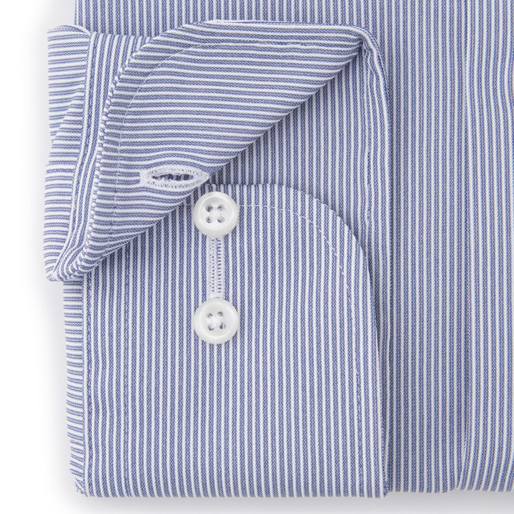 ブラックライン 【発送在庫あり】【BLACK LINE】ホリゾンタルワイドワイシャツ/ネイビー×ストライプ/「4S」スーパーノンアイロン・ストレッチ 紺中間