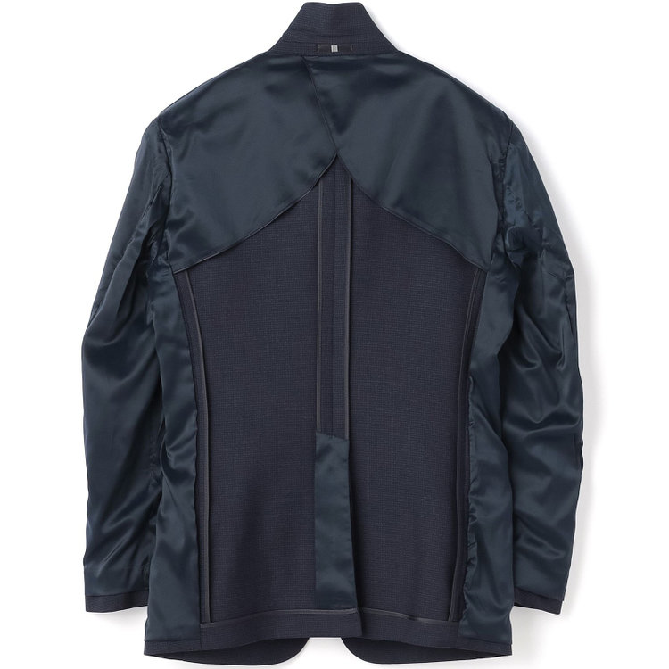 ブラックライン 【SLIM TAPERED_2】【秋冬】2釦シングルスーツ 0タック/ネイビー＆ブラック×ハウンドトゥース/ウエストシャーリング/4S SUSTAINABILITY&ECOLOGY FABRIC/※パンツ裾上げ済仕様 紺中間