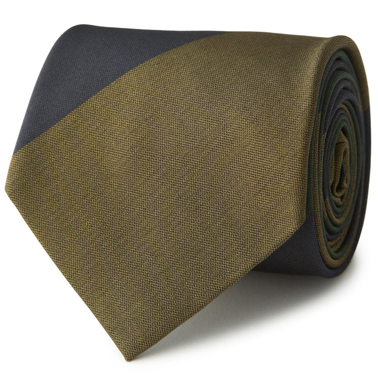 シルバーライン 【SILVER LINE】コットンシルクストライプネクタイ 8.5cm幅/ネイビー×グリーン×カーキ/JAPAN MADE その他