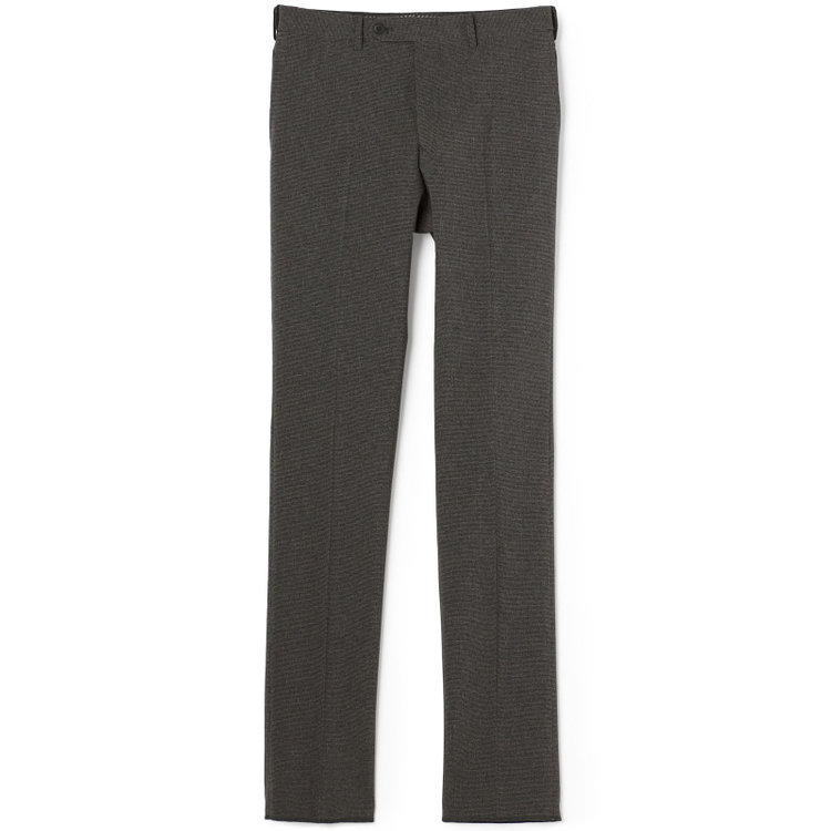 ブラックライン 【発送在庫あり】【SLIM TAPERED】【春夏】0タックテーパードパンツ/グレー＆ブラック×ハウンドトゥース/ウエストムーブ/ウォッシャブル/4S SUSTAINABILITY&ECOLOGY FABRIC/※裾上げ必要 グレー中間