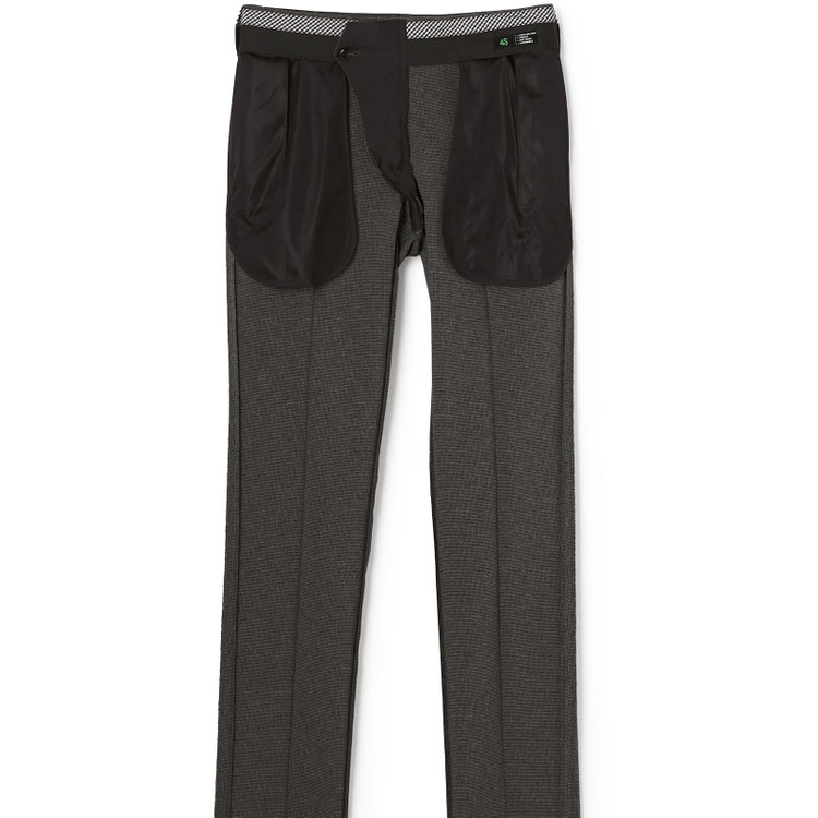 ブラックライン 【発送在庫あり】【SLIM TAPERED】【春夏】0タックテーパードパンツ/グレー＆ブラック×ハウンドトゥース/ウエストムーブ/ウォッシャブル/4S SUSTAINABILITY&ECOLOGY FABRIC/※裾上げ必要 グレー中間