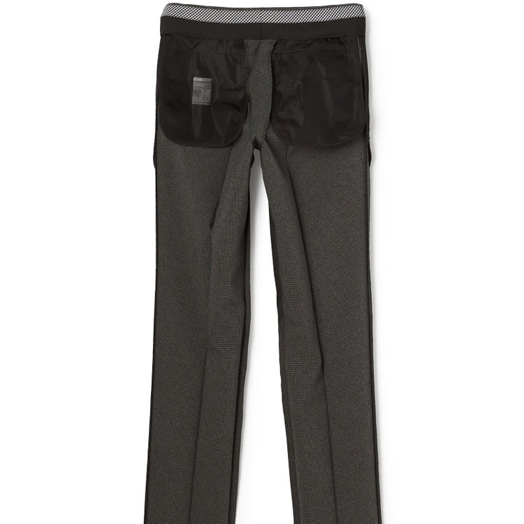 ブラックライン 【発送在庫あり】【SLIM TAPERED】【春夏】0タックテーパードパンツ/グレー＆ブラック×ハウンドトゥース/ウエストムーブ/ウォッシャブル/4S SUSTAINABILITY&ECOLOGY FABRIC/※裾上げ必要 グレー中間