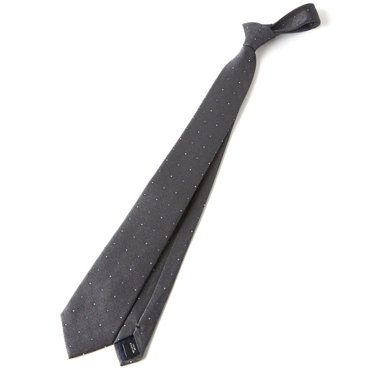 ブラックライン 【BLACK LINE】シルクブレンド小紋ネクタイ 7.5cm幅/グレー その他