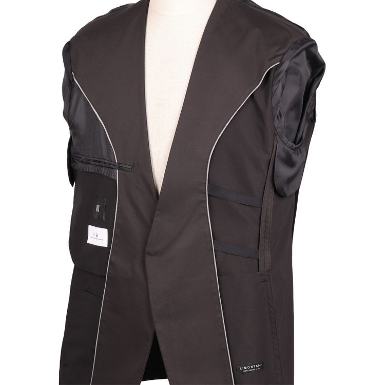 スーツセレクト 【WEB限定/OUTLET】【発送在庫あり】【RBC】【年間】ノーカラー1釦ジャケット/ブラック/LIMONTAEAST fabrics designed in italy/MB×SUIT SELECT ブラック系(黒)