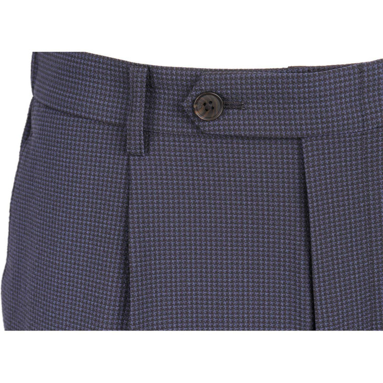 スーツセレクト 【WEB限定/OUTLET】【RBC】【春夏】1タックテーパードパンツ/ネイビー＆ブラック×ハウンドトゥース/ウエストシャーリング ネイビー系(紺)