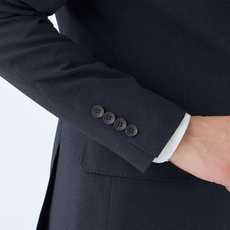 シルバーライン 【CLASSICO TAPERED】【秋冬】2釦シングルスーツ 1タック/ネイビー×ドビー/ウエストムーブ/4S SUSTAINABILITY&ECOLOGY FABRIC/※パンツ裾上げ済仕様 紺濃色