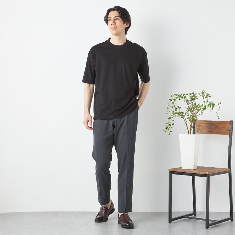 スーツセレクト 【RBC/五分袖】プレミアムコットンTシャツ / クルーネック / ブラック 黒