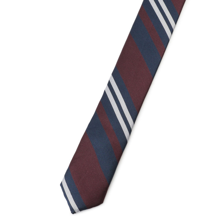 シルバーライン 【SILVER LINE】シルクストライプネクタイ 8.0cm幅/ワイン×ネイビー＆シルバー その他