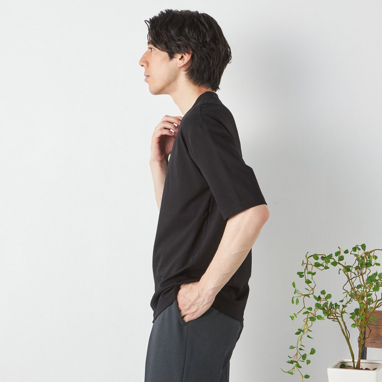 スーツセレクト 【RBC/五分袖】プレミアムコットンTシャツ / クルーネック / ブラック 黒