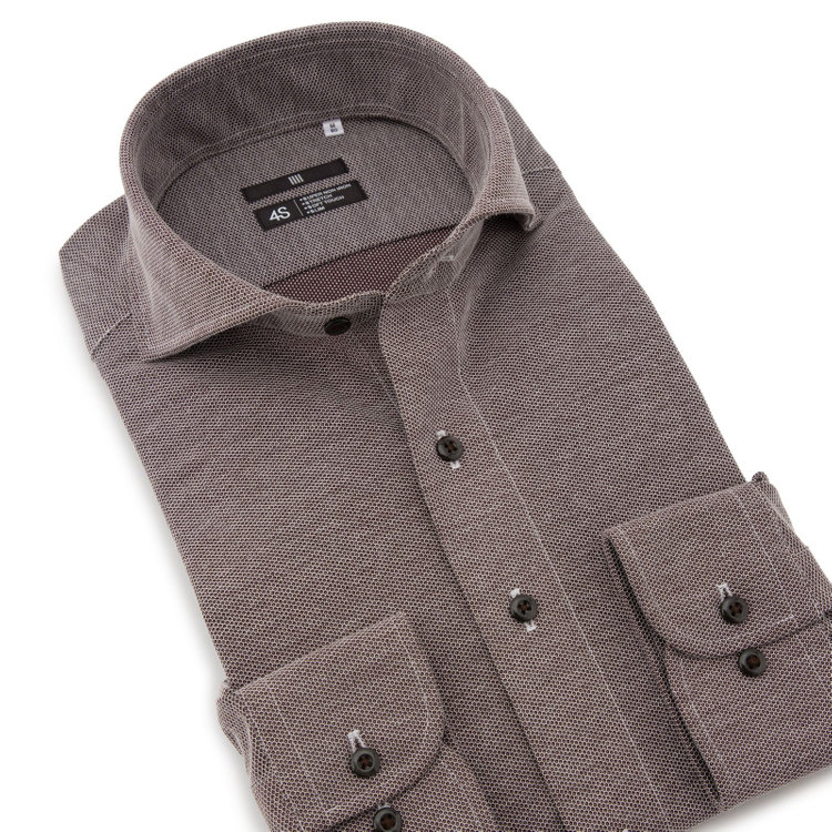 ブラックライン 【BLACK LINE】ホリゾンタルワイドワイシャツ/ブラウン×ドビー/「4S HONEYCOMB MESH」スーパーノンアイロン・ストレッチ 茶中間