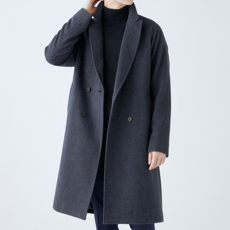 シルバーライン 【SL】ウールブレンド ラグランダブルチェスターコート/ネイビー/RE:NEWOOL/BISHU JAPAN 紺中間