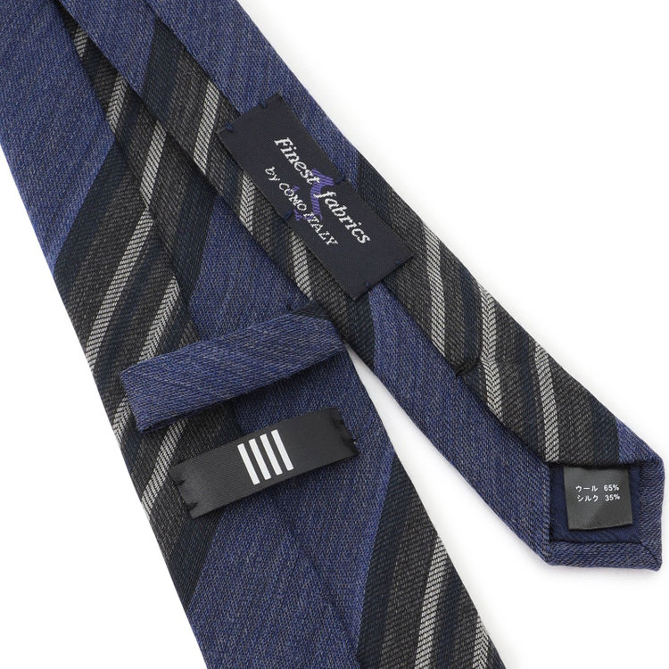 ブラックライン 【BLACK LINE】ウールシルクストライプネクタイ 7.5cm幅/ネイビー×グレー/Finest fabrics by COMO ITALY その他