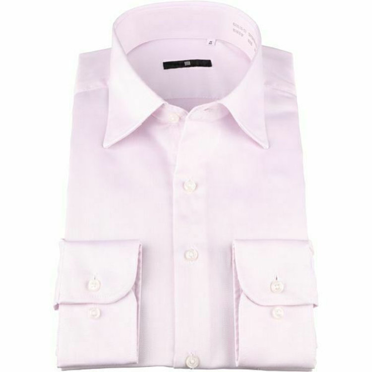 ブラックライン 【BLACK LINE】【形態安定】ワイドカラードレスワイシャツ/ピンク×ドビー 紫淡色