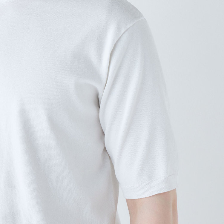 スーツセレクト 【RBC】【5分袖】コットンブレンドクルーネックニット/ホワイト/マシンウォッシャブル オフホワイト