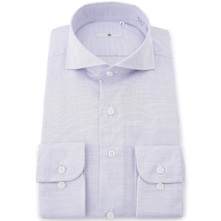 シルバーライン 【SILVER LINE】【形態安定】ホリゾンタルワイドワイシャツ/パープル×ドビー 紫淡色