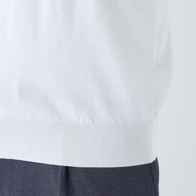 スーツセレクト 【RBC】【5分袖】コットンブレンドクルーネックニット/ホワイト/マシンウォッシャブル オフホワイト