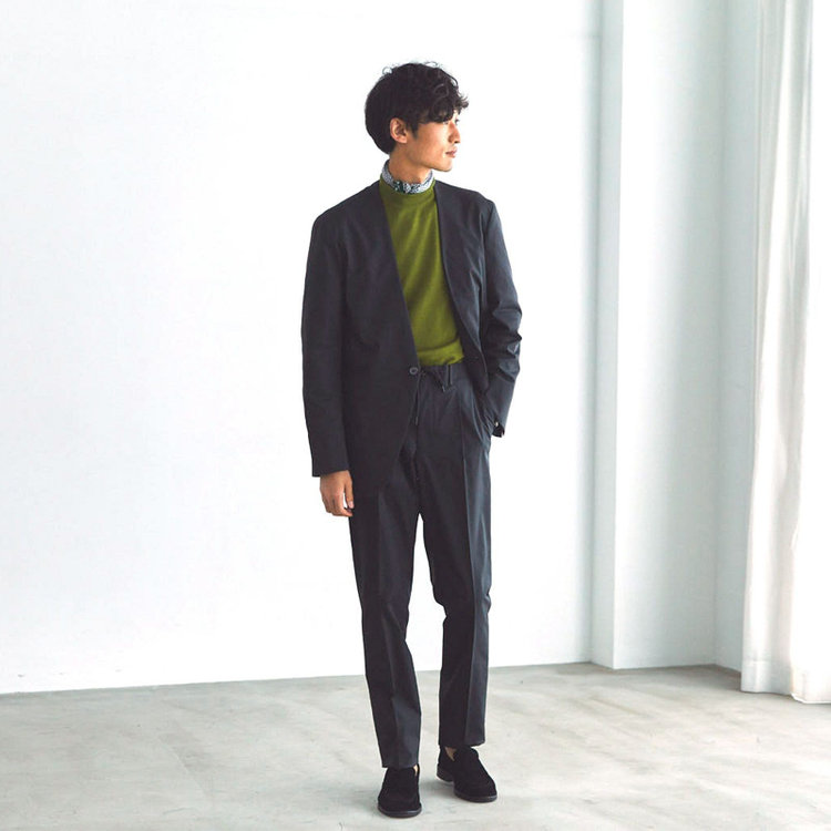 スーツセレクト 【WEB限定/OUTLET】【発送在庫あり】【RBC】【年間】ノーカラー1釦ジャケット/ブラック/LIMONTAEAST fabrics designed in italy/MB×SUIT SELECT ブラック系(黒)