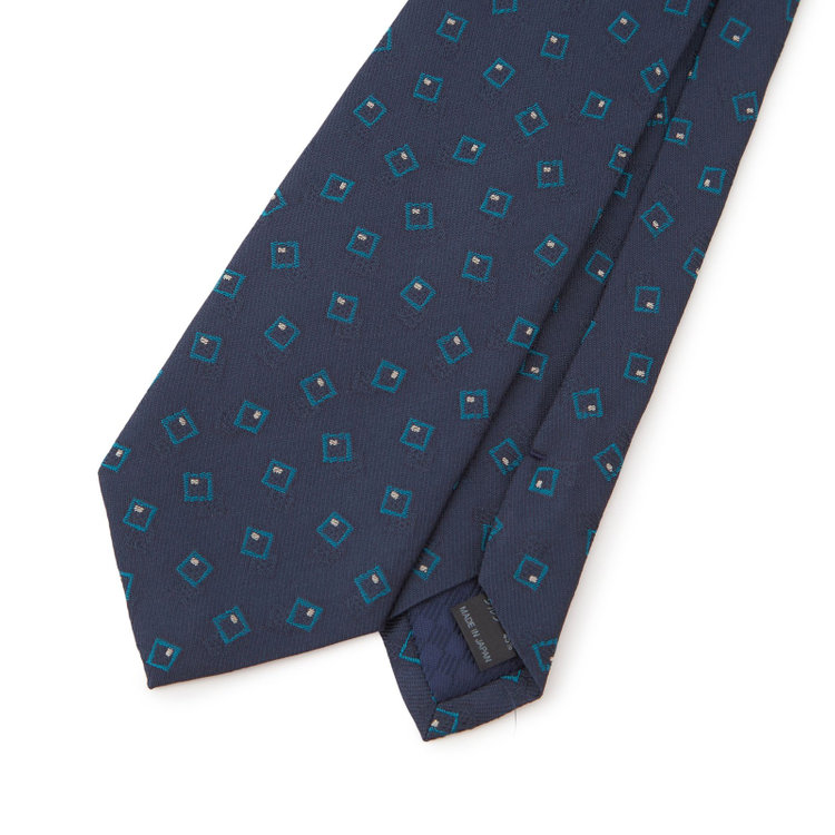 ブラックライン 【BLACK LINE】コットンシルク小紋ネクタイ 7.5cm幅/ネイビー/ITALIAN FABRICS その他