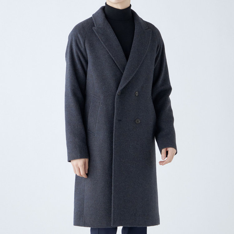 シルバーライン 【SL】ウールブレンド ラグランダブルチェスターコート/ネイビー/RE:NEWOOL/BISHU JAPAN 紺中間