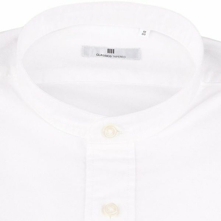 シルバーライン 【CLASSICO TAPERED】バンドカラードレスワイシャツ/ホワイト×ソリッド 白